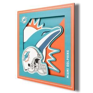 NFL Miami Dolphins 3D Logo Series Wall Art - 12"x12" | Officially Licensed